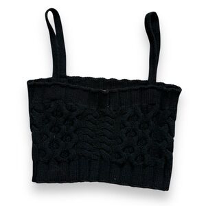 The Andamane Wool Cashmere Cable Knit Crop Tank Top Black Size XS